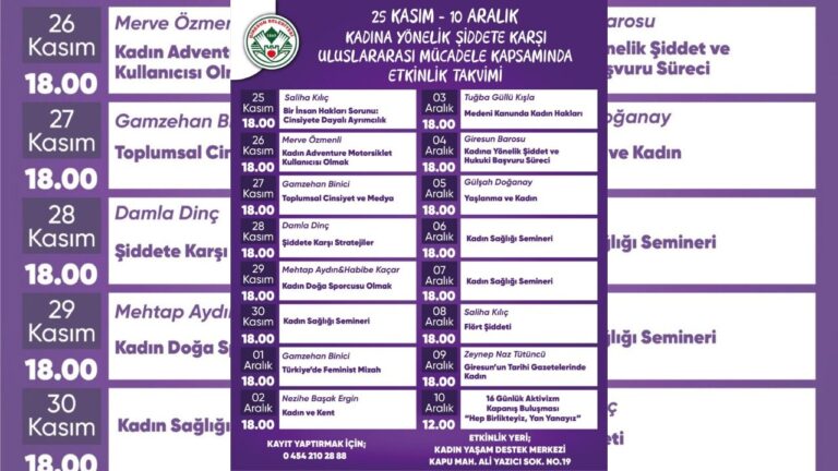 Giresun’da Kadına Şiddete Karşı 16 Günlük Aktivizm Başlıyor