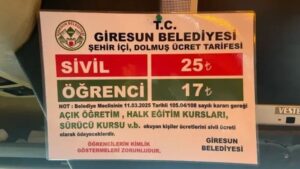 Giresun Dolmuş Ücretlerine Zam Talebi Belediye Meclisinde