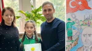 Dereli’nin gururu Erva Havva Kılavuz: İstiklâl Marşı Resmi ile İl Birincisi Oldu