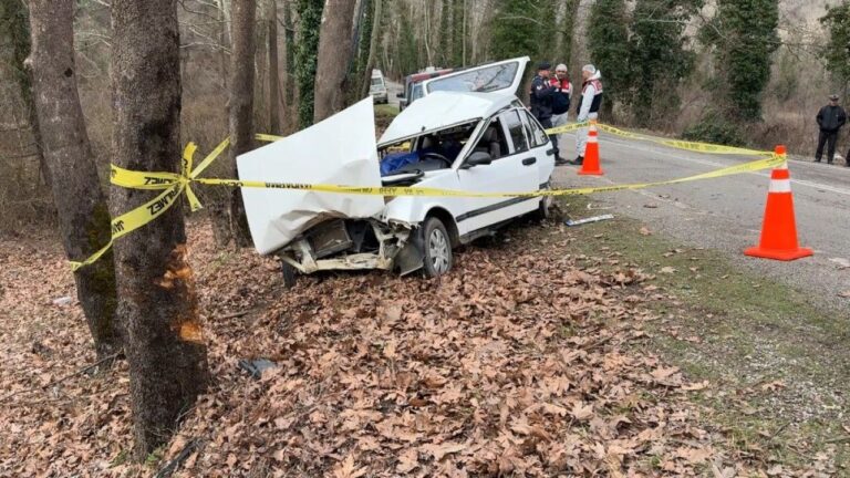 Ağaca çarpan otomobildeki yaşlı adam öldü