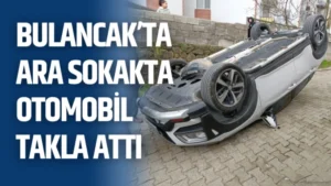 Bulancak’ta Ara Sokakta Otomobil Takla Attı